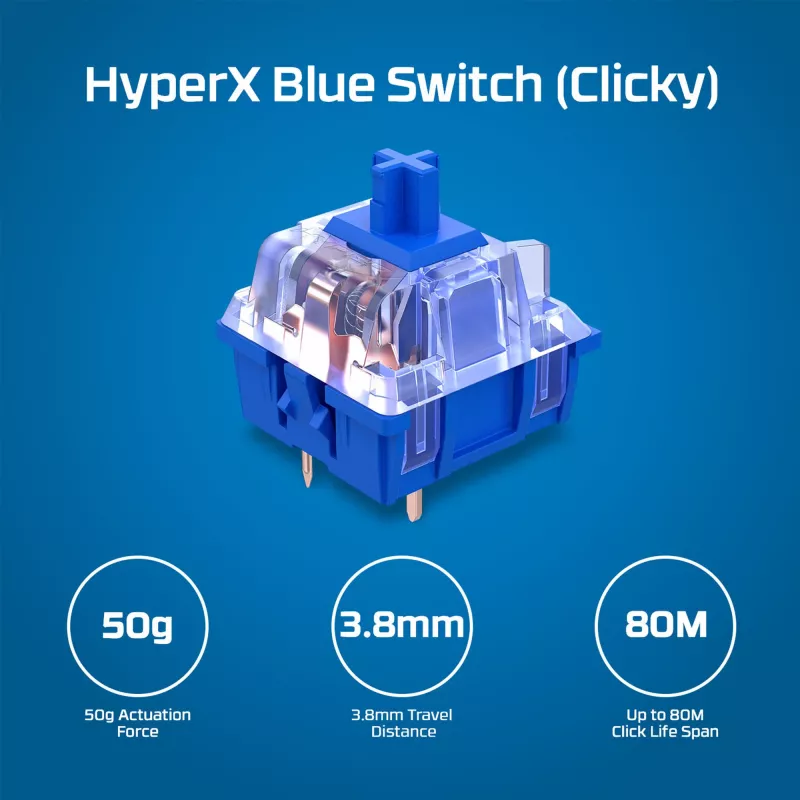 HyperX Alloy Origins PBT HX Blue - mehāniskā spēļu tastatūra