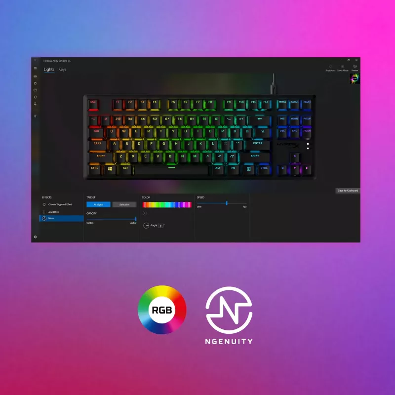 HyperX Alloy Origins Core PBT HX Aqua - mehāniskā spēļu tastatūra