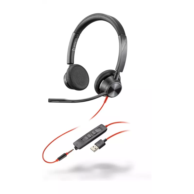HP Poly Poly Blackwire 3325 USB-A austiņas, vadu, birojam/zvanu centram, 130 g, austiņas, melnas