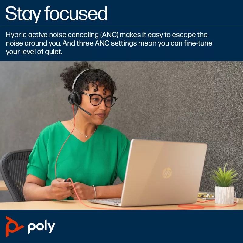 HP Poly Poly Melnswire 8225 Microsoft Teams sertificēta USB-C austiņa