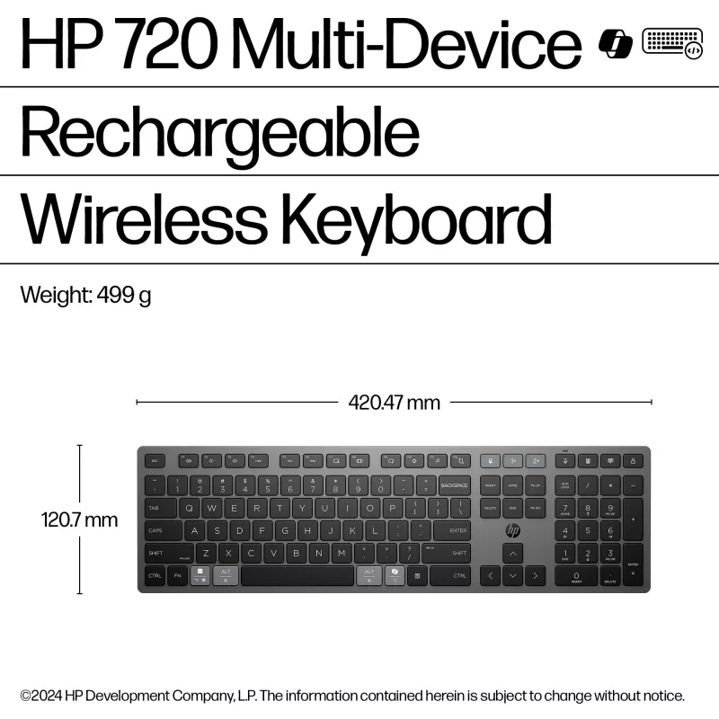 HP 720 Multi-Device Rechargeable Wireless tastatūra