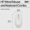 HP 225 vadu peles un tastatūras komplekts, pilna izmēra (100%), vadu, USB, balta, pele iekļauta