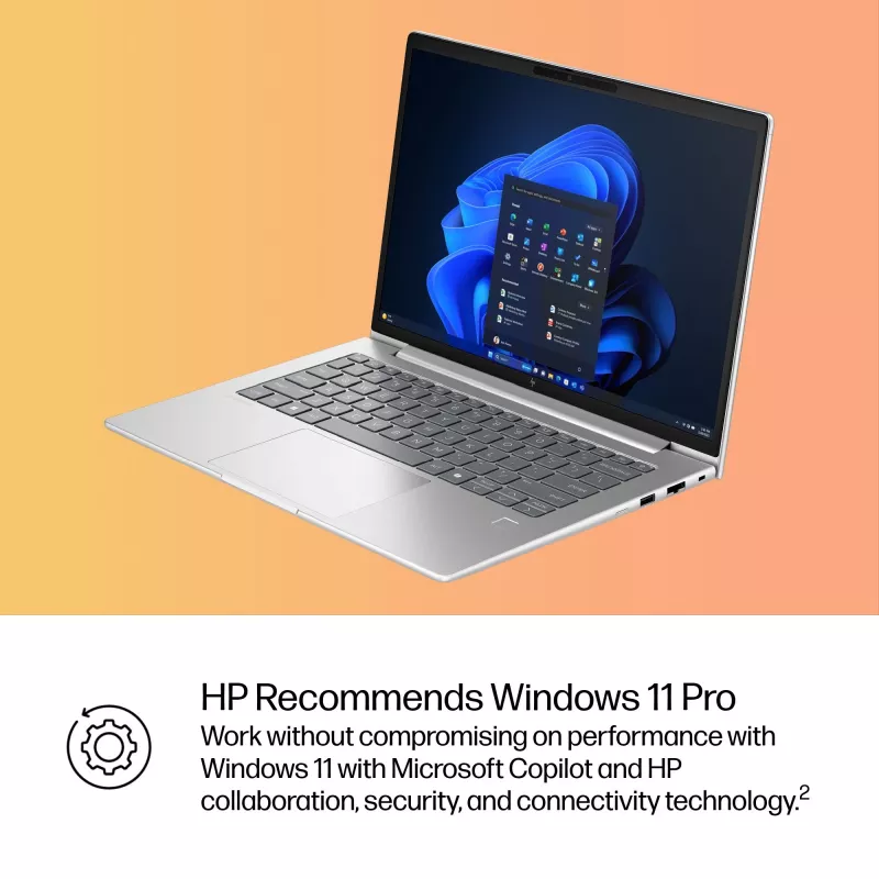 HP EliteBook 6 G1i Intel Core Ultra 5 225U klēpjdators 35,6 cm (14 collas) WUXGA 16 GB DDR5-SDRAM Wi-Fi 7 (802.11be) Windows 11 Pro AI PC sudraba krāsā