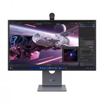 Monitors Lenovo Yoga Pro 27UD-10 — 26,5 collu QD-OLED 4K (3840×2160), 0,03 ms, USB-C centrmezgls, VESA, skaļruņi, augstuma regulēšana, melns