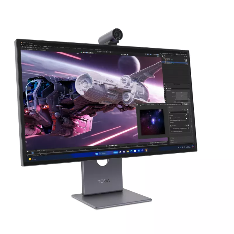 Monitors Lenovo Yoga Pro 27UD-10 — 26,5 collu QD-OLED 4K (3840×2160), 0,03 ms, USB-C centrmezgls, VESA, skaļruņi, augstuma regulēšana, melns