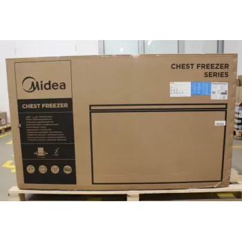 Lādes saldētava Midea MDRC564FEE01 — 418 L neto, energoklase E, 82,5 cm augstums, 3 grozi, balta