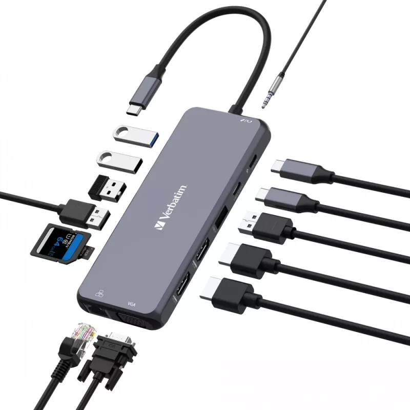 Verbatim CMH-14 USB Type-C 5000 Mbit/s Sudraba