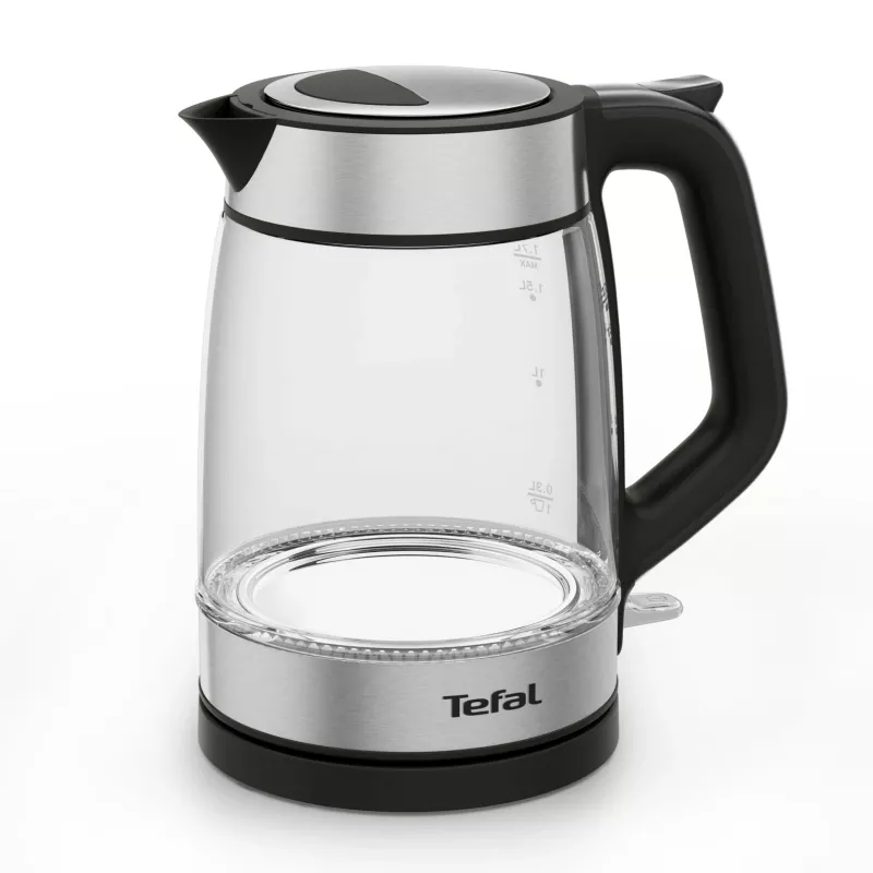 Tefal Glass Kettle KI605830 elektriskā tējkanna 1.7 L 2200 W Melna, Sudraba, Caurspīdīga