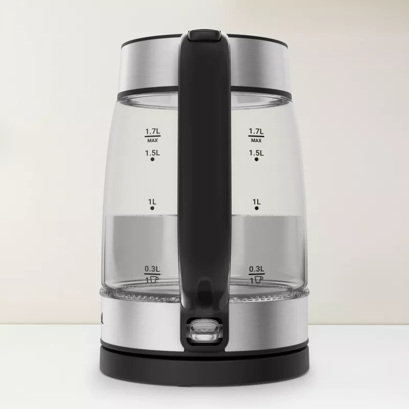 Tefal Glass Kettle KI605830 elektriskā tējkanna 1.7 L 2200 W Melna, Sudraba, Caurspīdīga