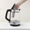 Tefal Glass Kettle KI605830 elektriskā tējkanna 1.7 L 2200 W Melna, Sudraba, Caurspīdīga