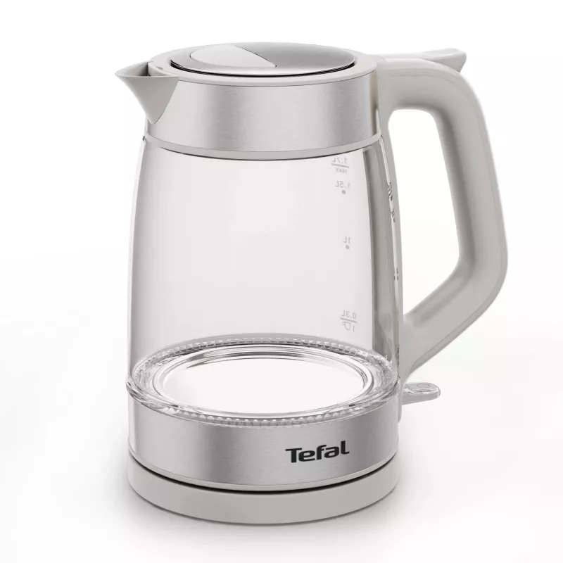 Tefal Glass Kettle KI605B30 electric kettle 1.7 L 2200 W pelēka, Silver, Transparent