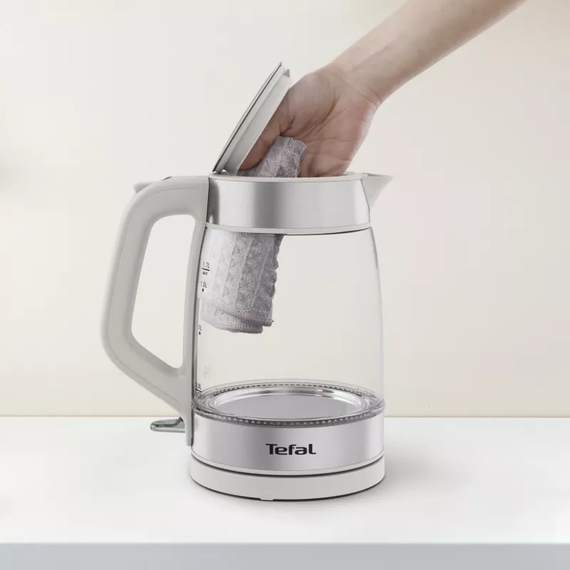 Tefal Glass Kettle KI605B30 electric kettle 1.7 L 2200 W pelēka, Silver, Transparent