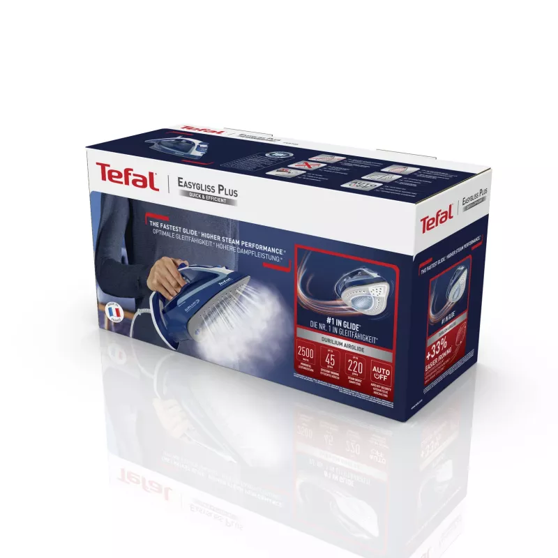 Tefal EasyGliss Plus FV5735 gludeklis Sausais & tvaika gludeklis Durilium zole 2500 W Zils, Balts