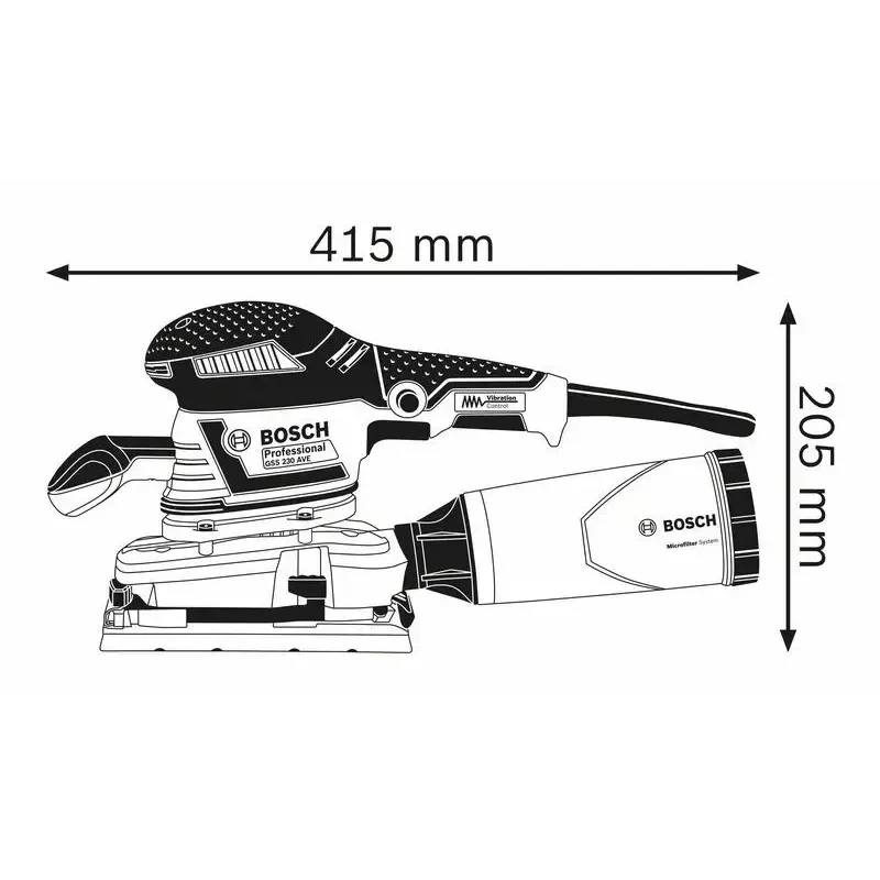 Bosch 0 601 292 801 pārnēsājamā slīpmašīna Orbitālā slīpmašīna 11000 RPM 22000 OPM