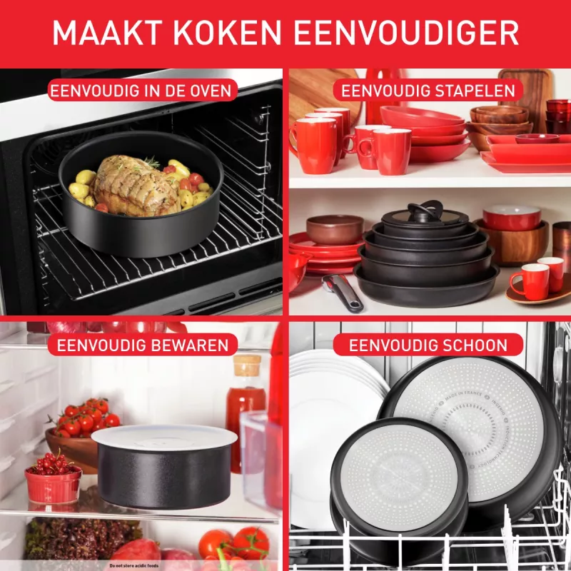 Trauku komplekts Tefal Ingenio L76391 — alumīnija jauktais komplekts, 4 gab. (mērces katli Ø16/18/20 cm) melns
