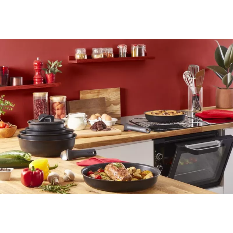 Trauku komplekts Tefal Ingenio L76391 — alumīnija jauktais komplekts, 4 gab. (mērces katli Ø16/18/20 cm) melns