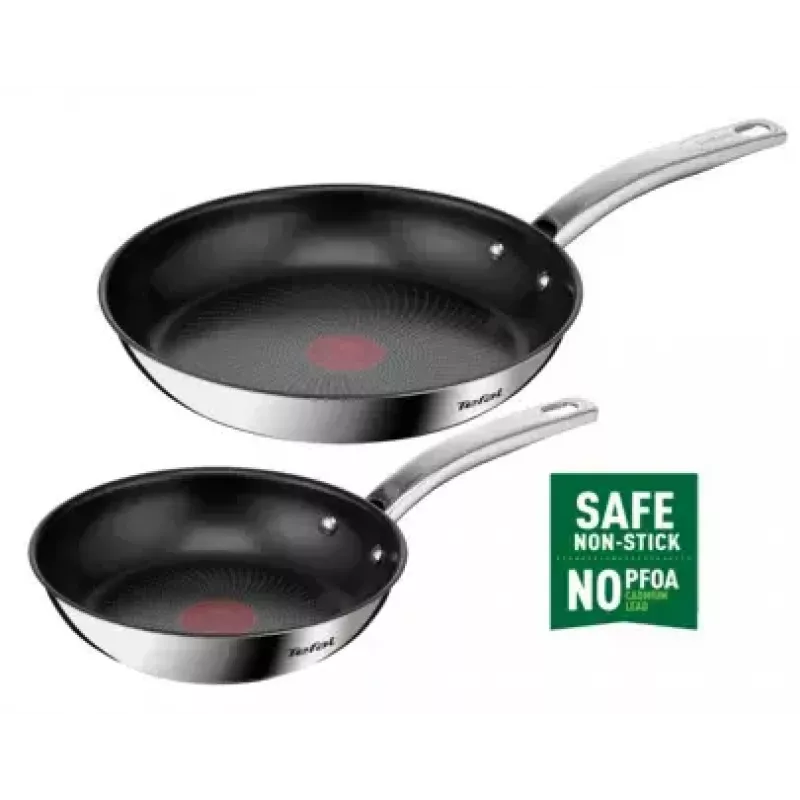 Cepšanas pannu komplekts Tefal Intuition B817S255 — nerūsējošā tērauda pannas 20 cm un 26 cm