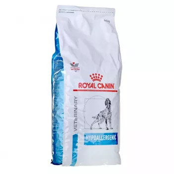Royal Canin Hypoallergenic Adult sausā suņu barība 14 kg, aknas, rīsi, dārzeņi