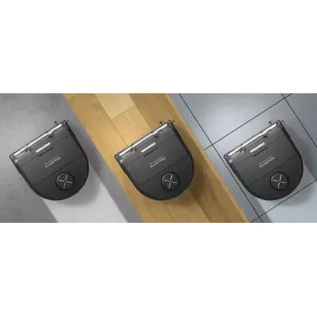 Robot vacuums Rowenta X‑Plorer RR9465WH — bezmaisa D-formas, 0,35 L putekļu tvertne, 120 min darbības laiks, Li‑Ion, 97×325×335 mm, melns