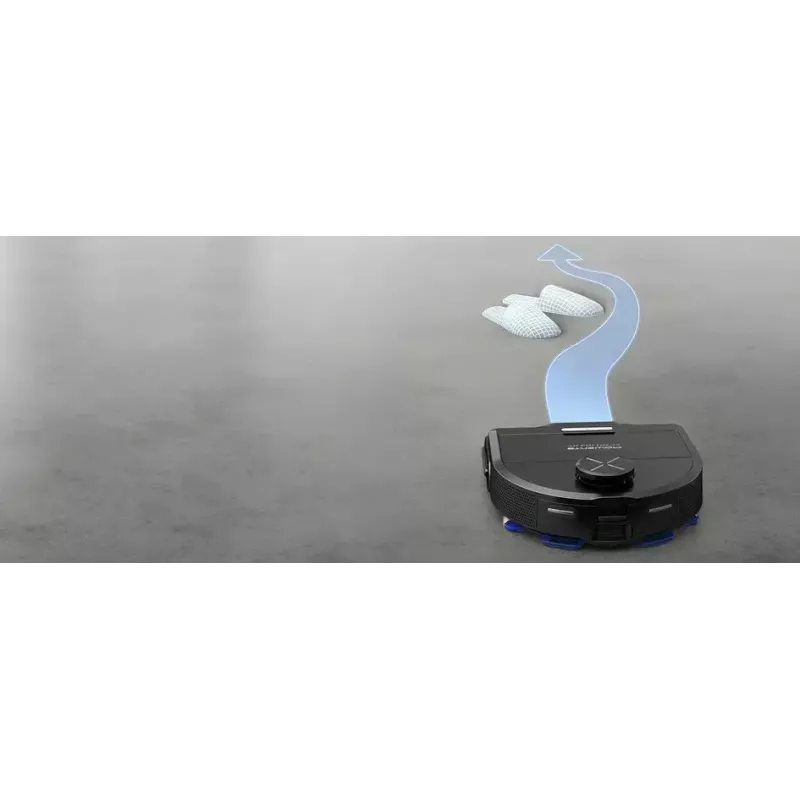 Robot vacuums Rowenta X‑Plorer RR9465WH — bezmaisa D-formas, 0,35 L putekļu tvertne, 120 min darbības laiks, Li‑Ion, 97×325×335 mm, melns
