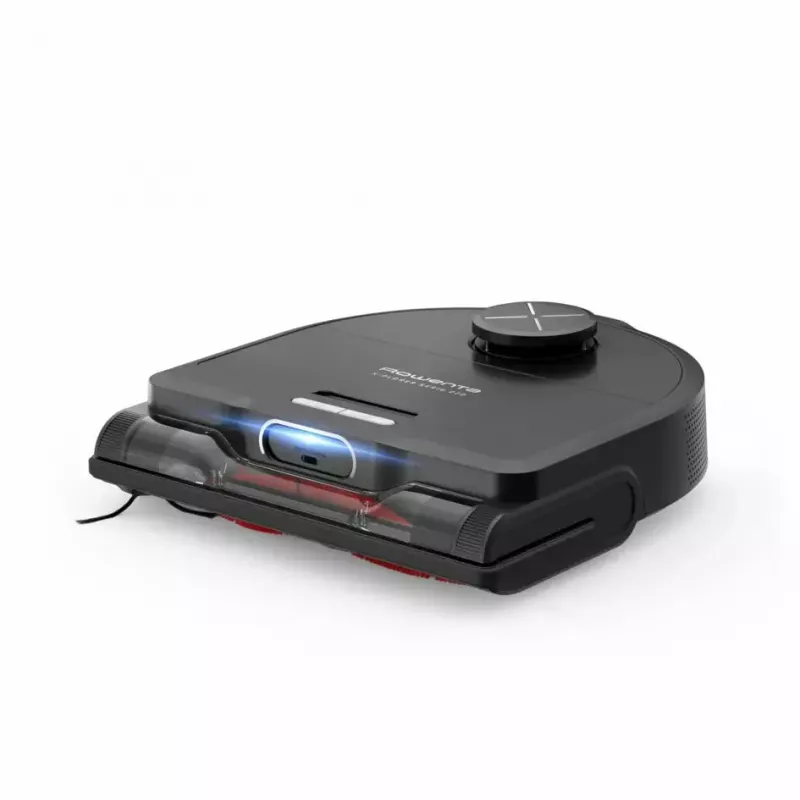 Robot vacuums Rowenta X‑Plorer RR9465WH — bezmaisa D-formas, 0,35 L putekļu tvertne, 120 min darbības laiks, Li‑Ion, 97×325×335 mm, melns