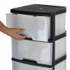 Glabāšanas atvilktņu bloks Curver 0806770146 — 5 atvilktnes, pa 20 L, melns/caurspīdīgs, 37×39×100 cm