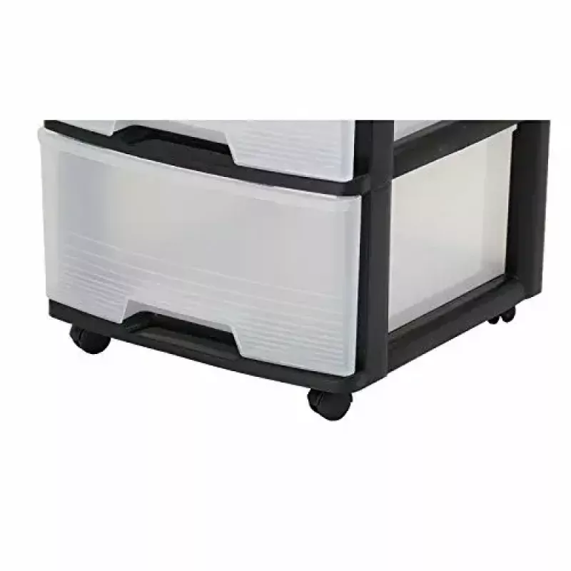 Glabāšanas atvilktņu bloks Curver 0806770146 — 5 atvilktnes, pa 20 L, melns/caurspīdīgs, 37×39×100 cm