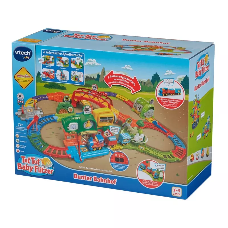 Rotaļu komplekts VTech Tut Tut Baby Speedster - Krāsainā stacija, interaktīvas skaņas un mūzika