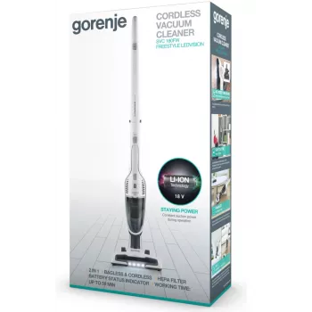 Gorenje SVC180FW 2-in-1 stick vacuum Battery Dry HEPA Bagless 0.6 L balta