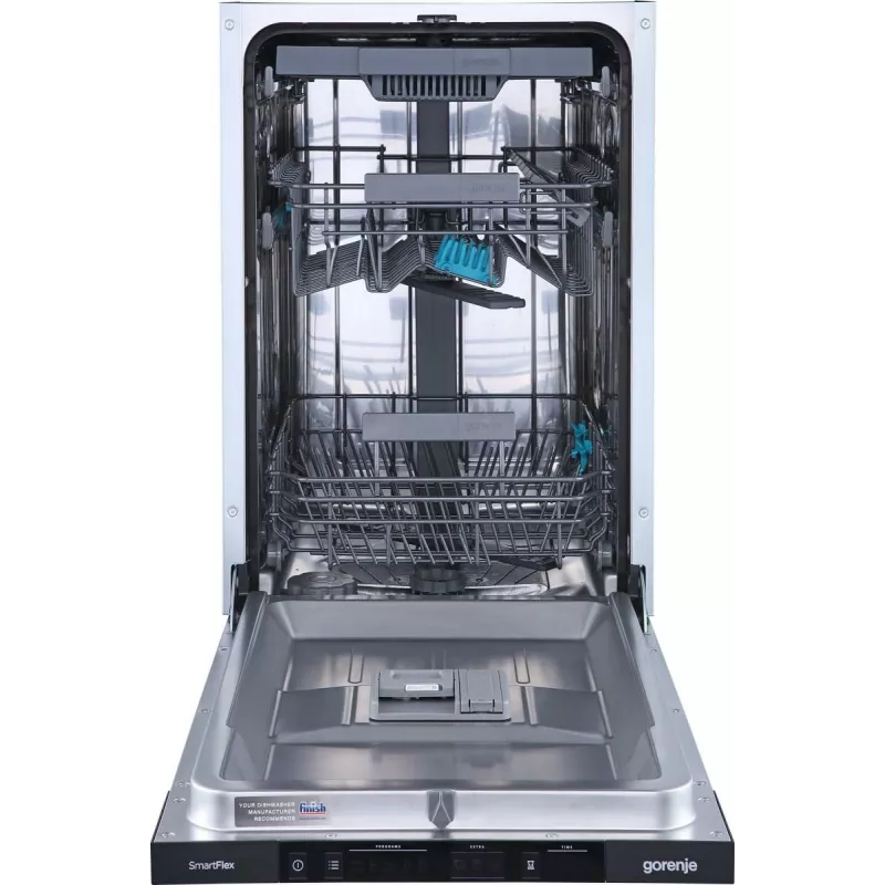 Gorenje trauku mazgājamā mašīna GV561D10 BK070, pilnībā iebūvējama, šaurā (45 cm), balta, standarta (80 - 85 cm), melna, pogas