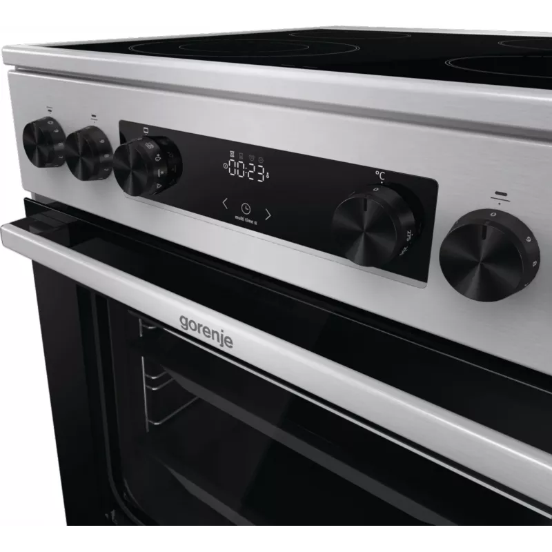 Gorenje GECS6C70XC plīts Brīvi stāvoša plīts Elektriskā Spirāles plīts virsma Nerūsējošais tērauds