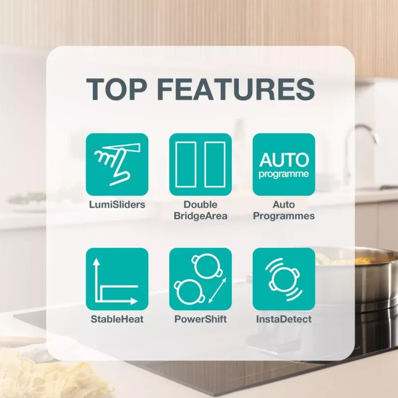 Gorenje Induktionsplīts GI6443BSCWF, melna, iebūvējama, 60 cm, zonas indukcijas plīts virsma, stikla keramika, 4 zonas