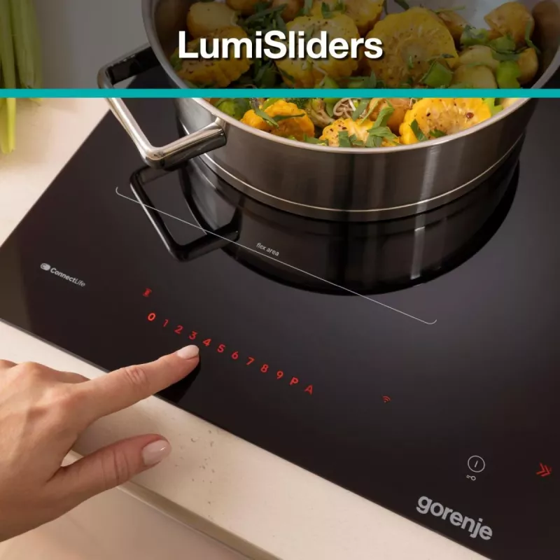 Gorenje Induktionsplīts GI6443BSCWF, melna, iebūvējama, 60 cm, zonas indukcijas plīts virsma, stikla keramika, 4 zonas