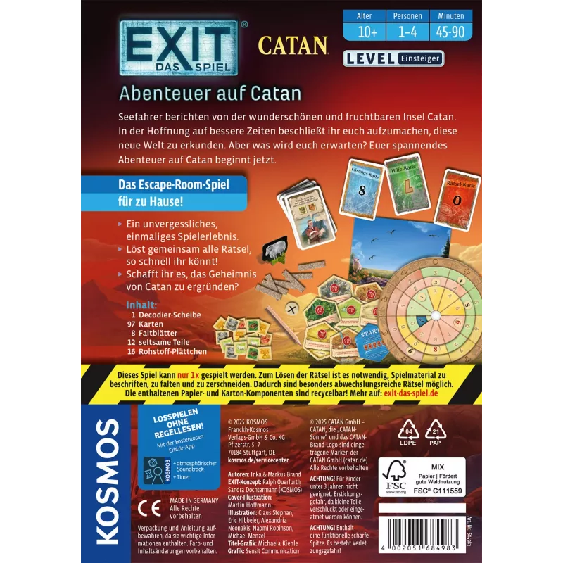 Kosmos EXIT - Das Spiel, galda spēle, stratēģija, 10 gadi, 45 min, ģimenes spēle