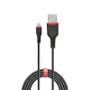 Lindy 1m Armēts USB A–Lightning kabelis, 1 m, Lightning, USB A, Vīrišķais, Vīrišķais, Melns
