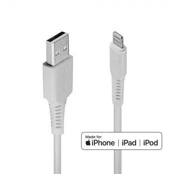 Lindy 2m USB uz Lightning kabelis, balts, 2 m, Lightning, USB A, balts, taisns, taisns