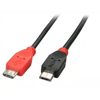 Lindy 2m USB 2.0 Type Micro-B to Micro-B OTG kabelis, 2 m, Micro-USB B, Micro-USB B, USB 2.0, Vīrišķais/Vīrišķais, Melns