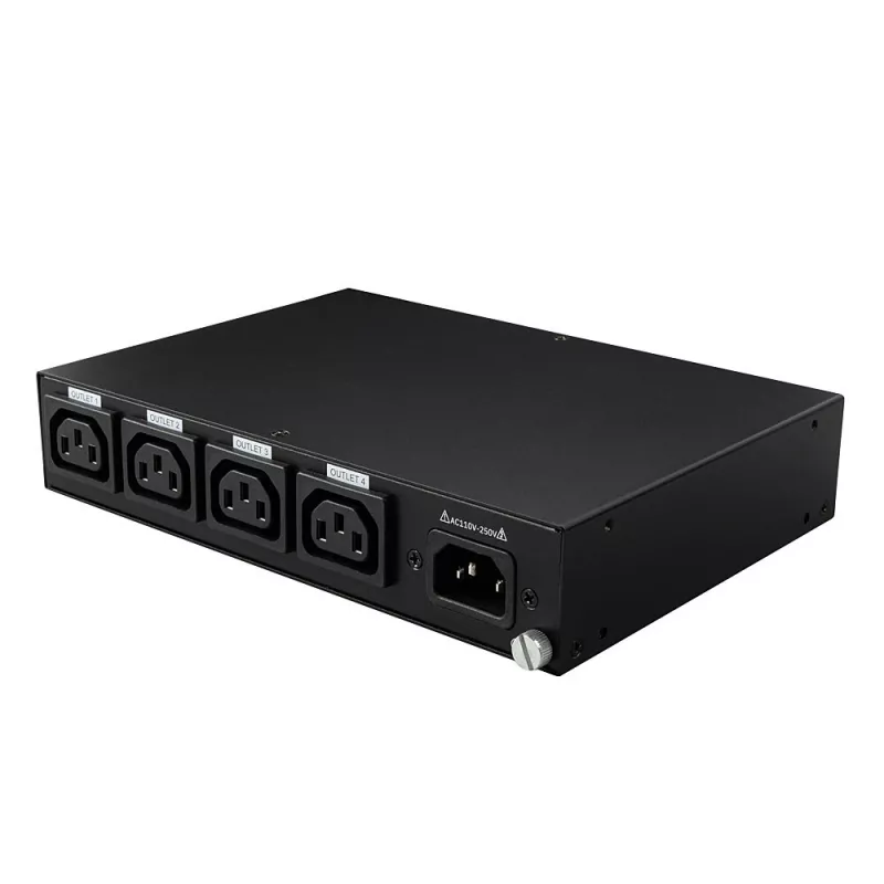 Lindy 32622 jaudas sadales bloks (PDU) 4 maiņstrāvas kontaktligzdas 1U Melns