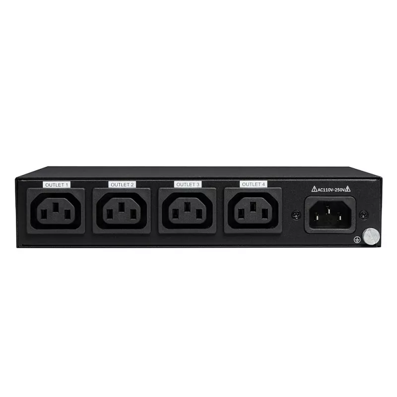Lindy 32622 jaudas sadales bloks (PDU) 4 maiņstrāvas kontaktligzdas 1U Melns