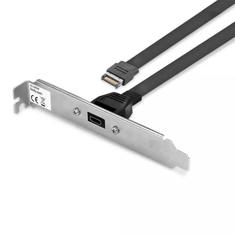 Lindy Single Port USB 3.1 Gen 2 Type C Back Plate, 0,45 m, USB A, vīriešu, vīriešu, 0–65 °C, 0–70 °C
