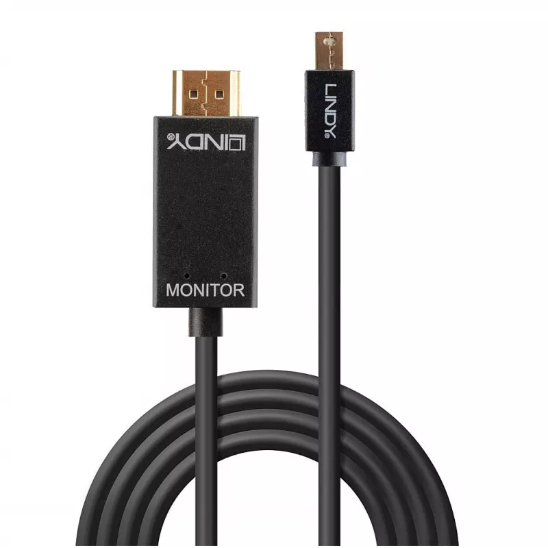 Lindy Kabel Mini DisplayPort/HDMI 4K30 (DP: passiv) 5m, 5 m, Mini DisplayPort, HDMI Type A (Standard), Male, Male, 3840 x 2160 pixels