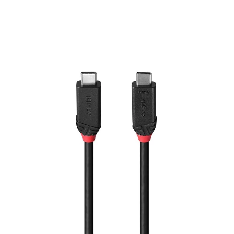 Lindy 2m USB4 240W Type C kabelis, Melns Line, 2 m, USB C, USB C, USB4 Gen 3x2, 40 Gbit/s, Melns