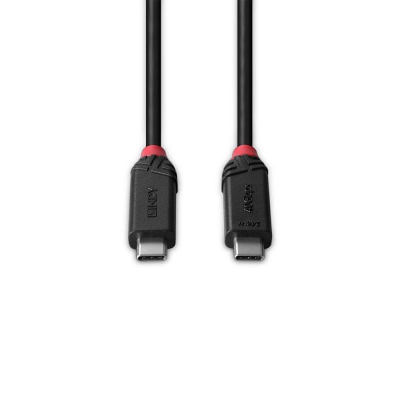 Lindy 2m USB4 240W Type C kabelis, Melns Line, 2 m, USB C, USB C, USB4 Gen 3x2, 40 Gbit/s, Melns