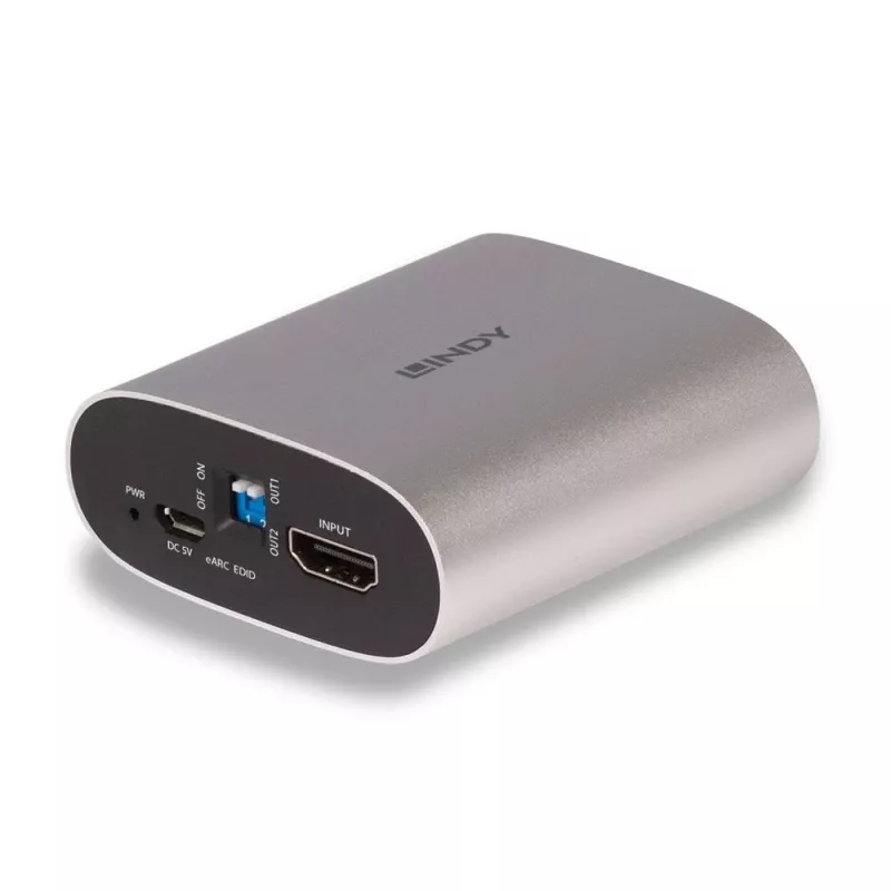 Lindy 4K60 HDMI eARC ekstraktors, Micro-USB B, 65 mm, 70 mm, 27 mm, 83 g, 0 - 40 °C