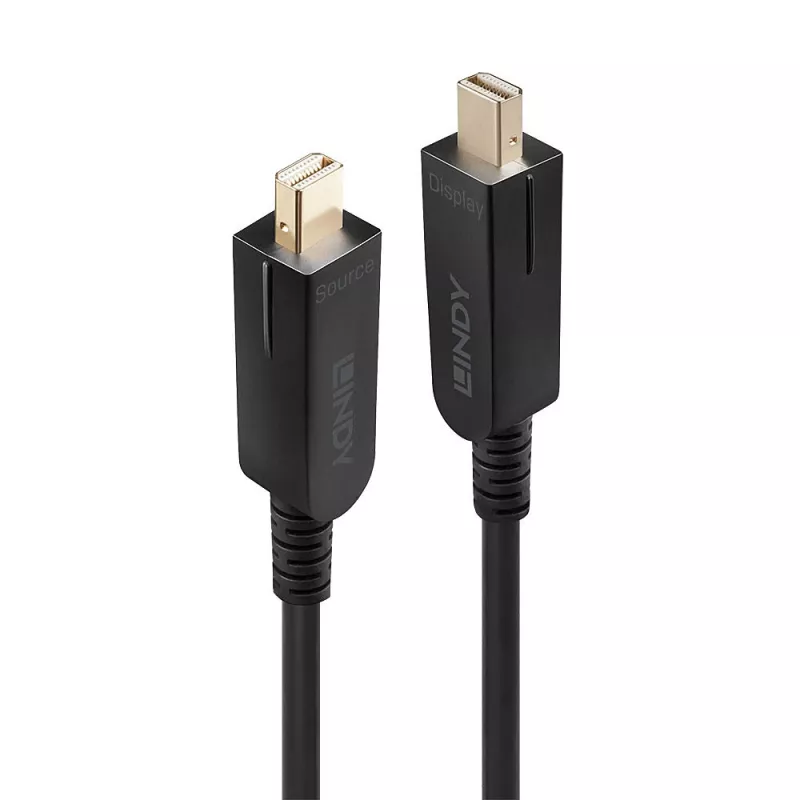 Lindy 40 m optiskās šķiedras hibrīda Mini DisplayPort 1.4 kabelis ar noņemamiem DP savienotājiem