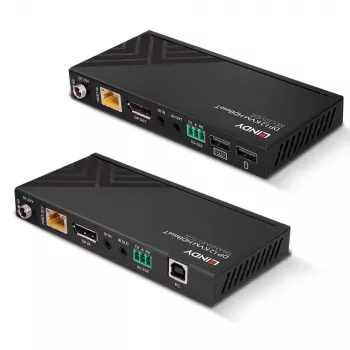 Lindy 150m Cat.6 DisplayPort 1.2, USB, IR un RS-232 HDBaseT KVM paplašinātājs