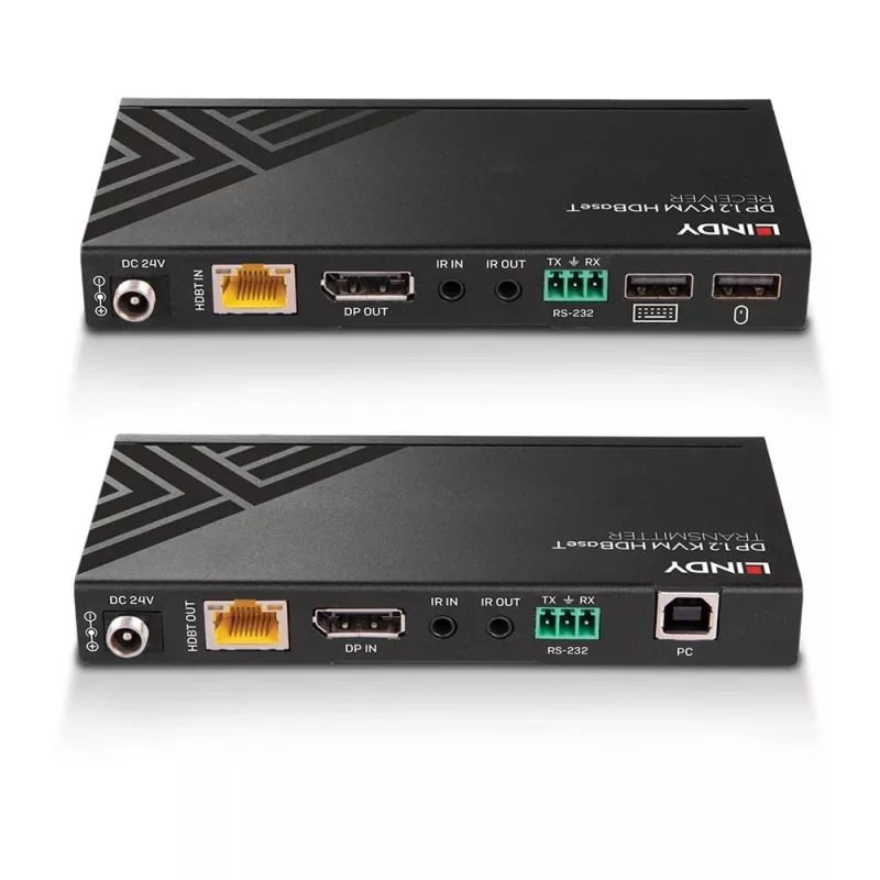 Lindy 150m Cat.6 DisplayPort 1.2, USB, IR un RS-232 HDBaseT KVM paplašinātājs