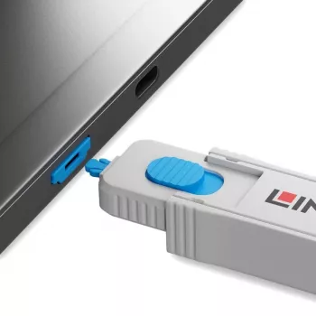 Lindy HDMI Port Blocker Kit, Blue (1x Key, 4x Locks), Port blocker + key, HDMI, Blue, pelēka, Acrylonitrile butadiene styrene (ABS), 1 gab., Polybag