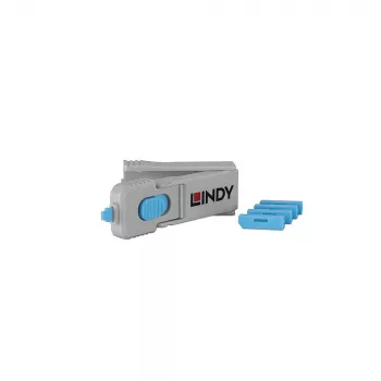 Lindy 40324 pieslēgvietu bloķētājs Pieslēgvietu bloķētājs + atslēga DisplayPort Zils Akrilnitrila butadiēna stirols (ABS) 5 gab.