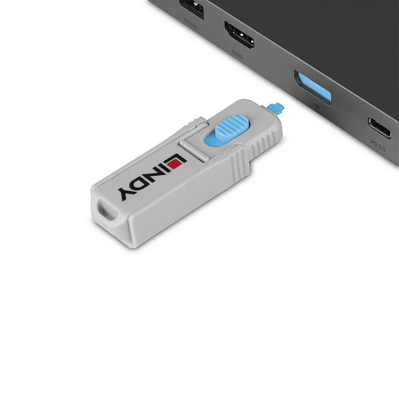 Lindy 40324 pieslēgvietu bloķētājs Pieslēgvietu bloķētājs + atslēga DisplayPort Zils Akrilnitrila butadiēna stirols (ABS) 5 gab.